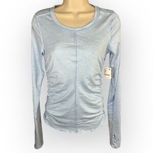 FP Movement x HATCH Maternity Ruched Thumbhole Top XS Blue Activewear NWT